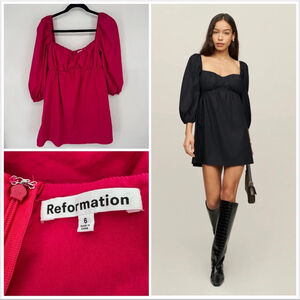 Reformation Corvette Pink Farley Mini Babydoll Dress Size 6